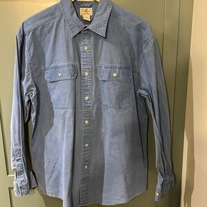LL Bean Sunwashed Canvas L/S Shirt Blue Sz L